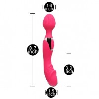 20 Function Double Ended Wand Massager, Silicone, RED, BOTH ENDS INDEPENDENTLY VIBRATE